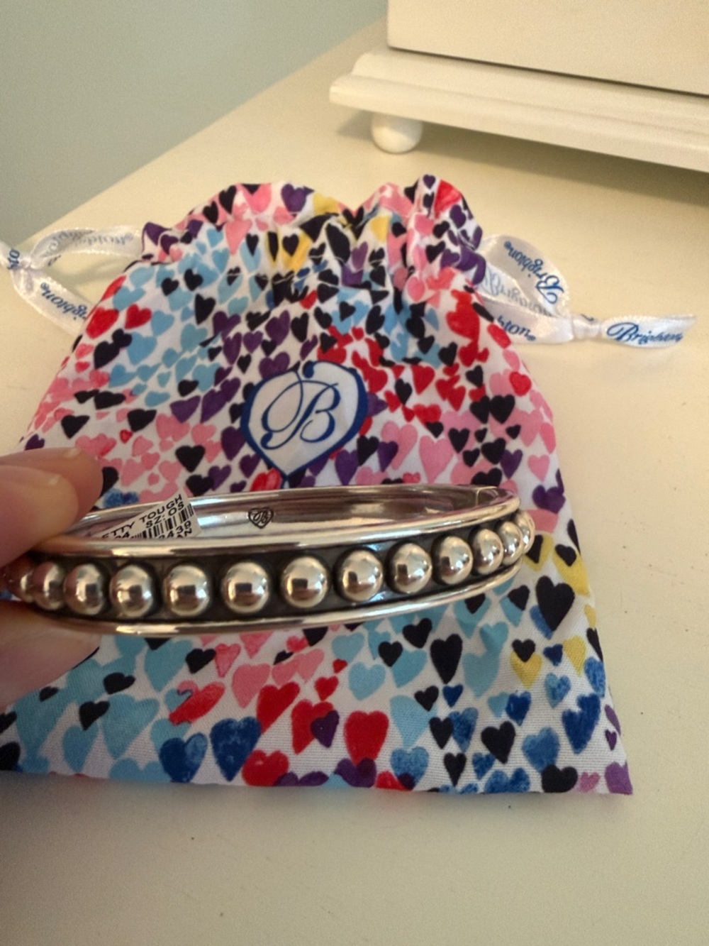 Brighton Silver Bangle with Heart Pouch - Silver